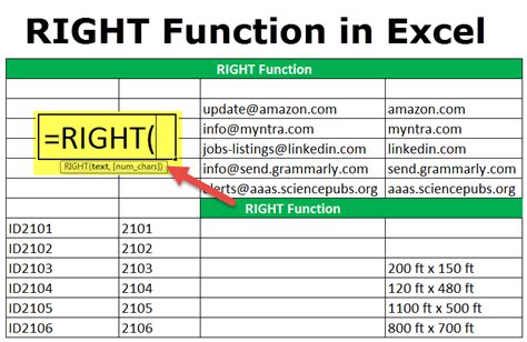 How to use Excel RIGHT function .